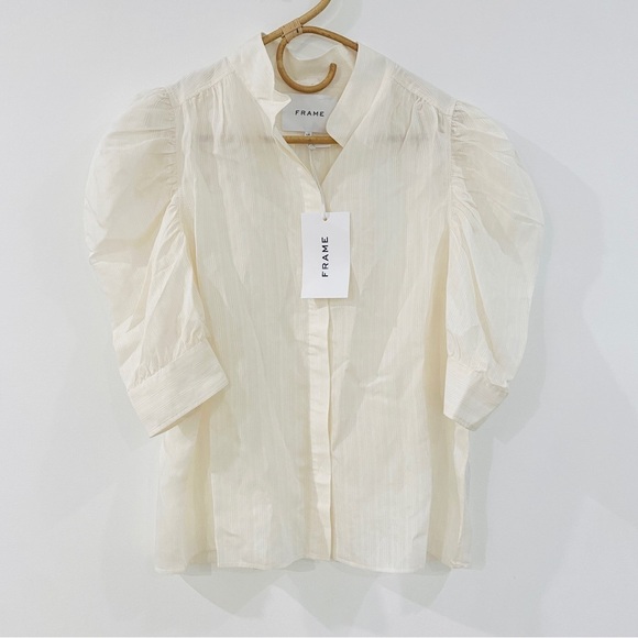 Frame Denim silk blend Gillian blouse in Bone size Large - Picture 2 of 12